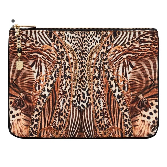 CAMILLA *Berkeley St After Dark* animal print small canvas clutch bag pouch - Picture 1 of 7